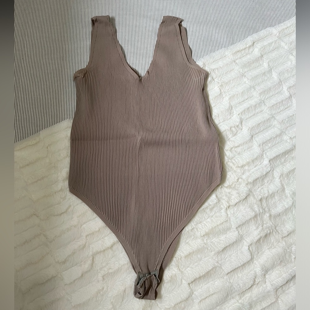 Ribbed V-Neck Bodysuit